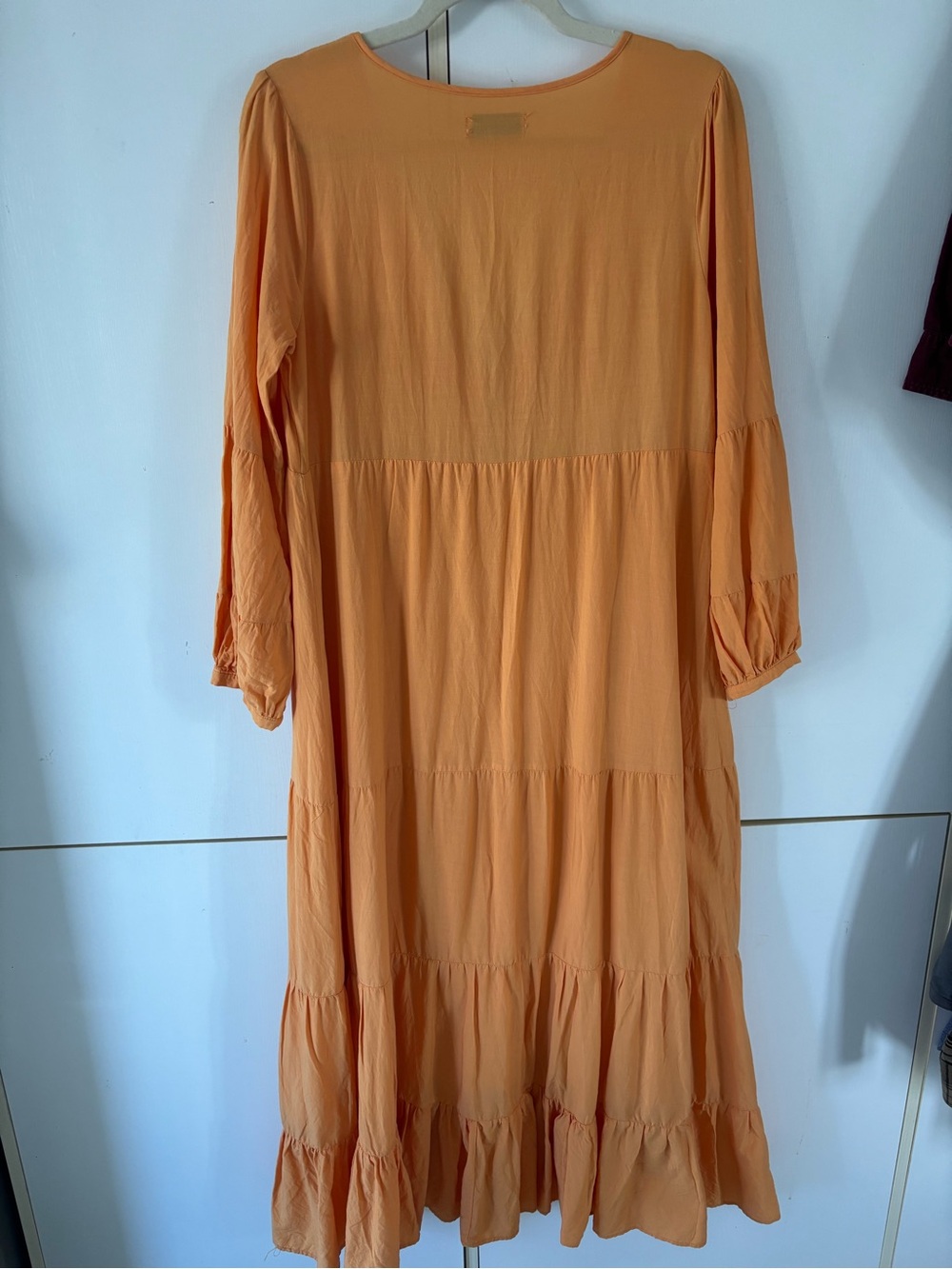 Urban Outfitters Orange Cottagecore Tiered Maxi Dress M Button Front Flowy Lined - Picture 11 of 13